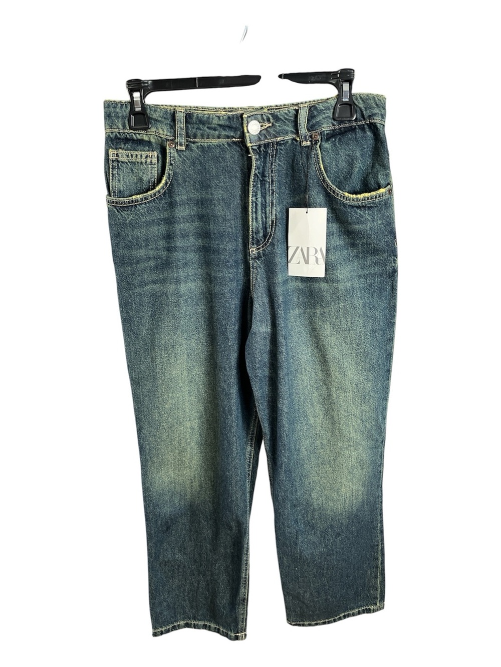 Zara Kids Teens Tinted Blue High Waisted Straight Leg Jeans Size 13/14 164cm NWT - Picture 2 of 7